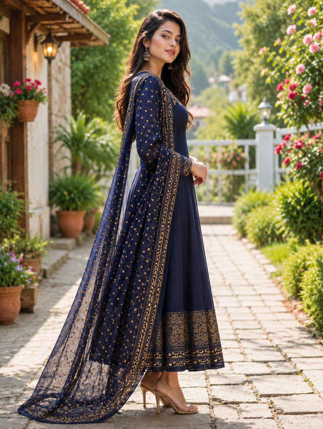 NUPITAL Anarkali Gown Blue - Image 3