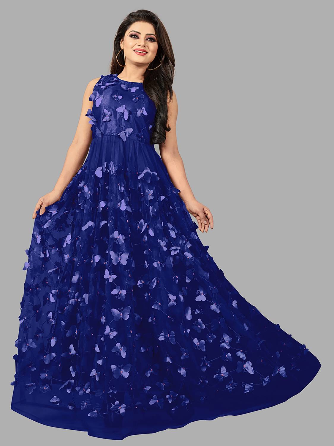 3Buddy Fashion Women Fit and Flare Blue Maxi/Full Length Dress