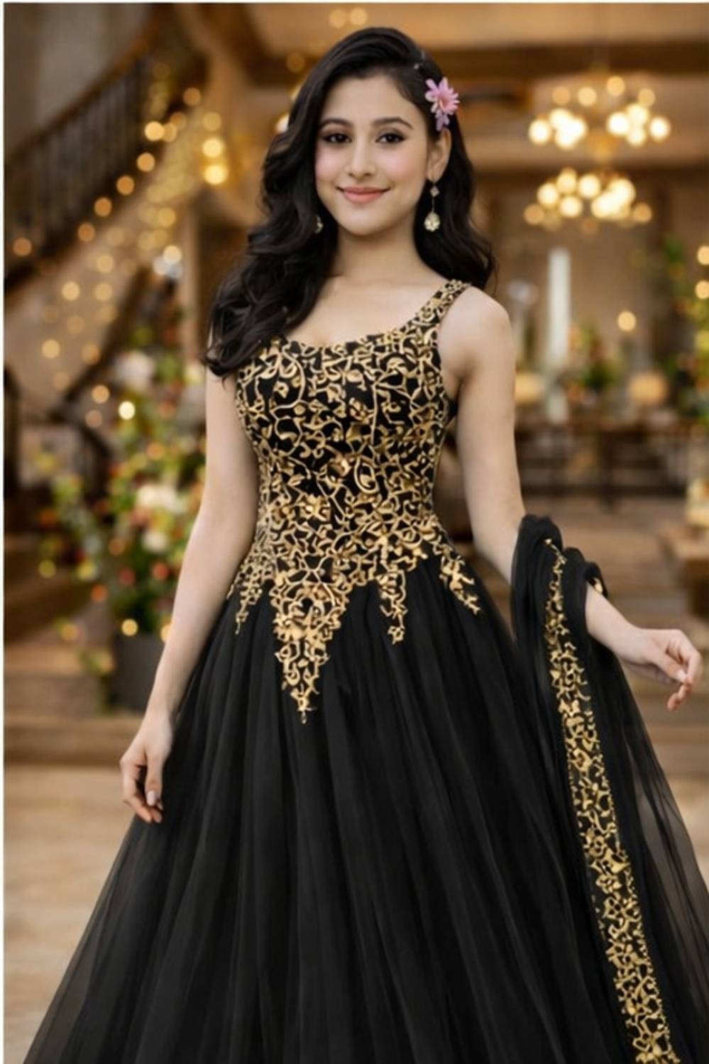 MF Retail Anarkali Gown Black - Image 4
