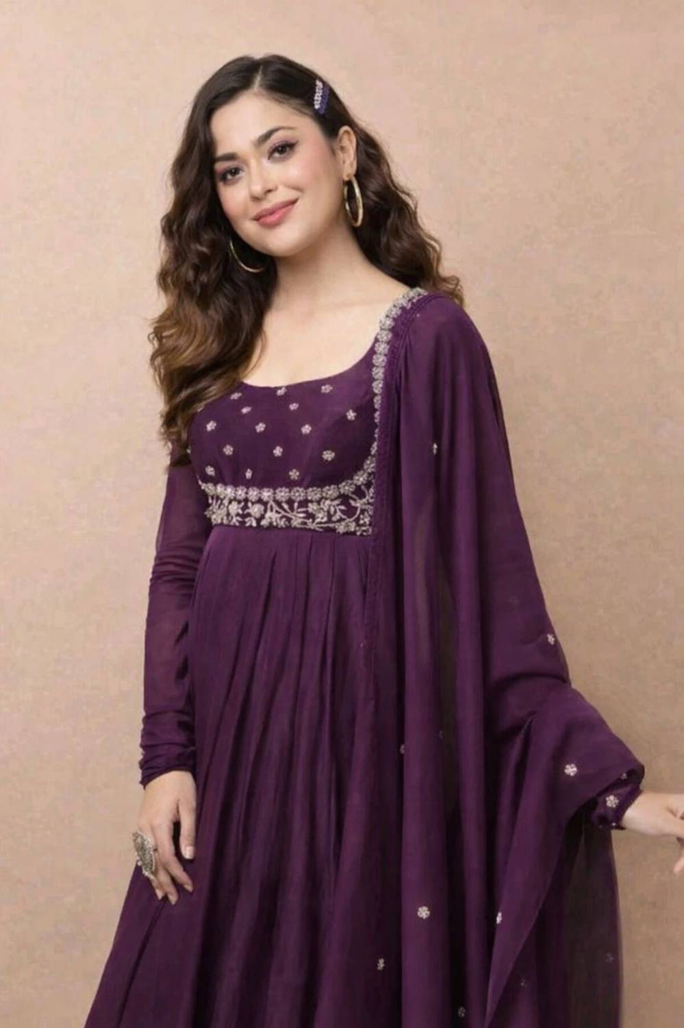 STYLELOOP Anarkali Gown Purple - Image 3