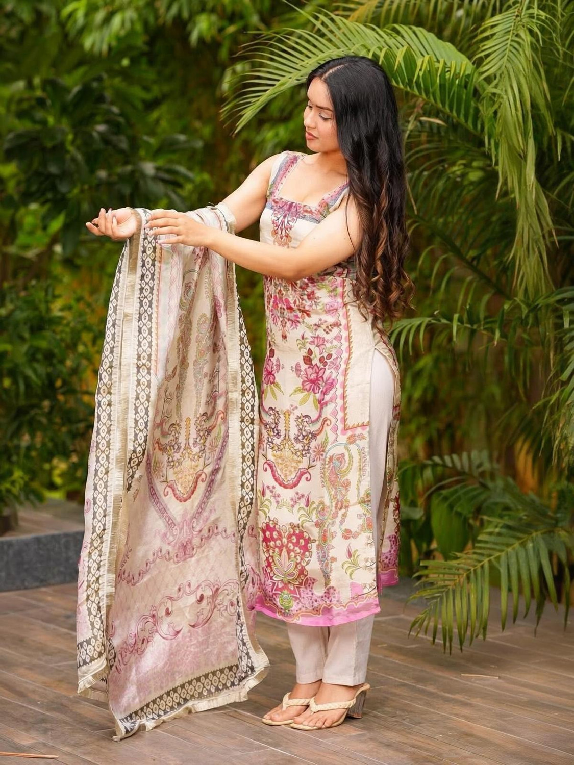 Image of Vaidehi Fashion Embroidered Kurta, Trouser /Pant & Dupatta Set