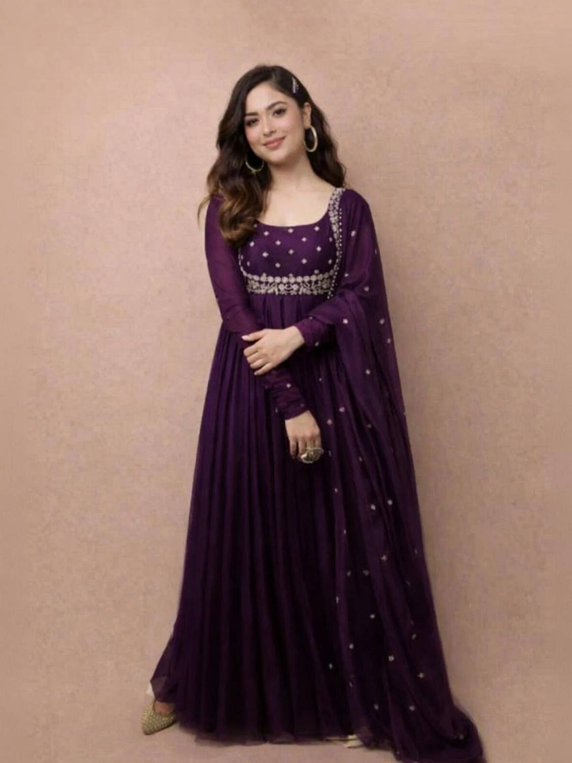 STYLELOOP Anarkali Gown Purple - Image 1