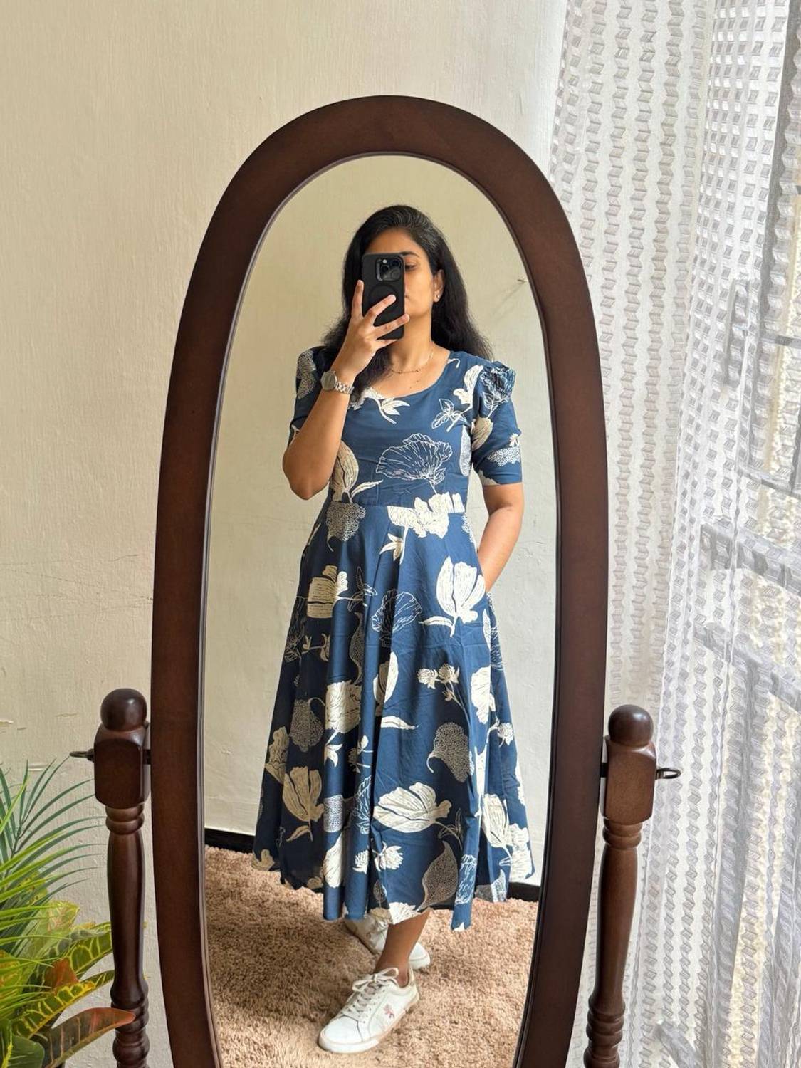 Aurik Women Fit and Flare Blue Midi/Calf Length Dress