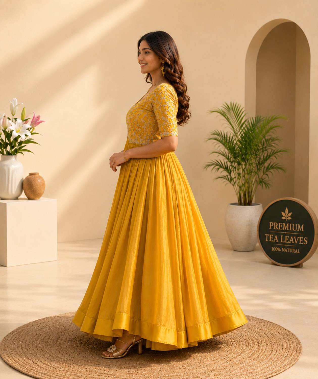 Anb WEDANI Yellow Anarkali Gown - Image 3