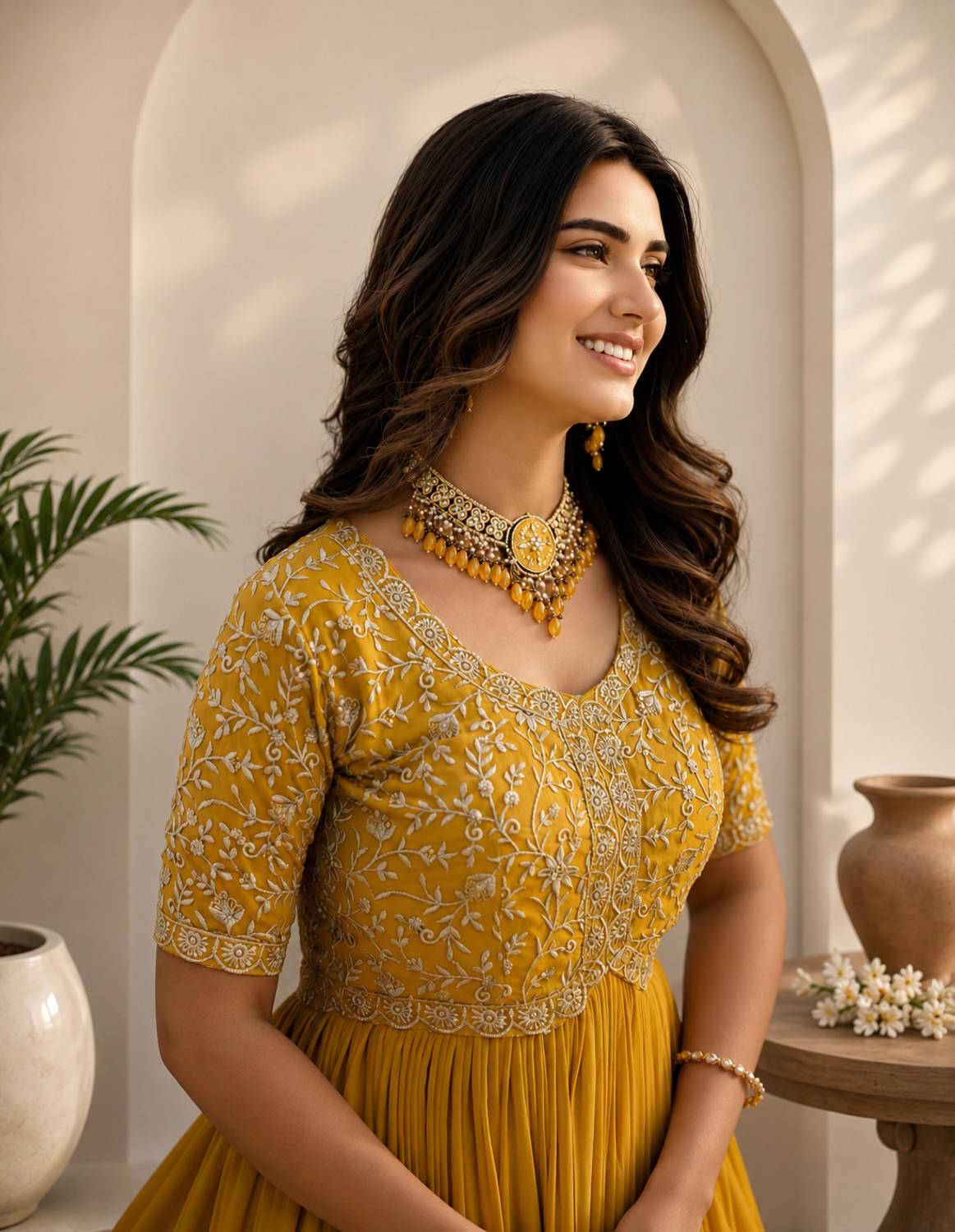 Anb WEDANI Yellow Anarkali Gown - Image 4