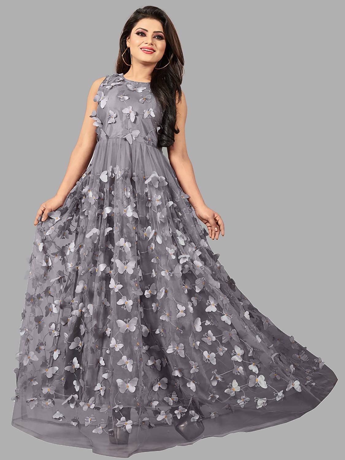 3Buddy Fashion Women Fit and Flare Grey Maxi/Full Length Dress