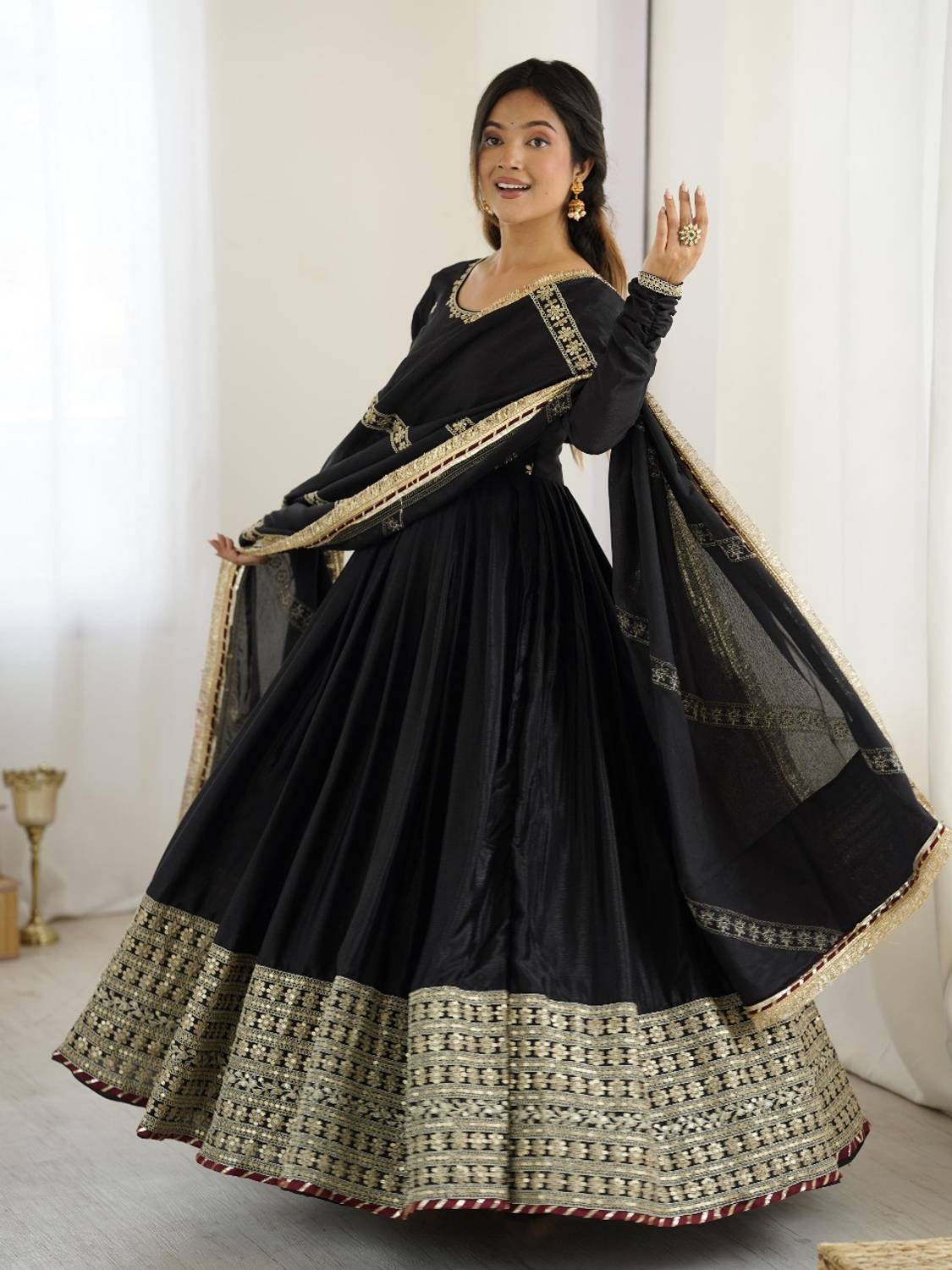Braenterprise Anarkali Gown, Black