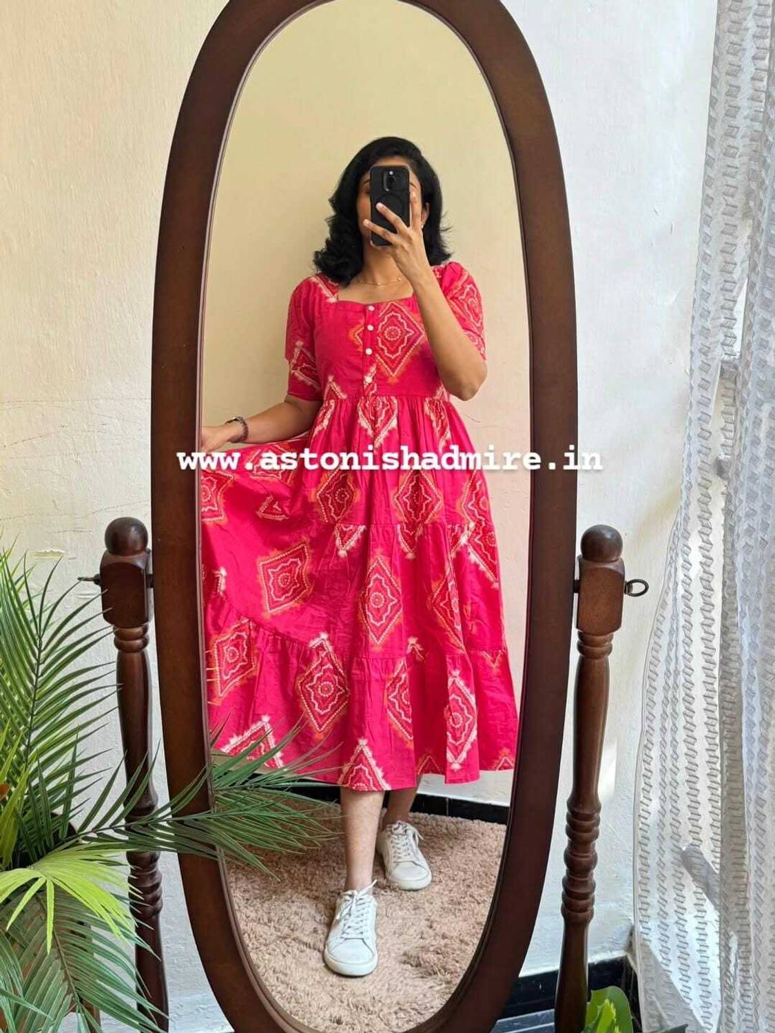 Aurik Women Fit and Flare Pink Midi/Calf Length Dress