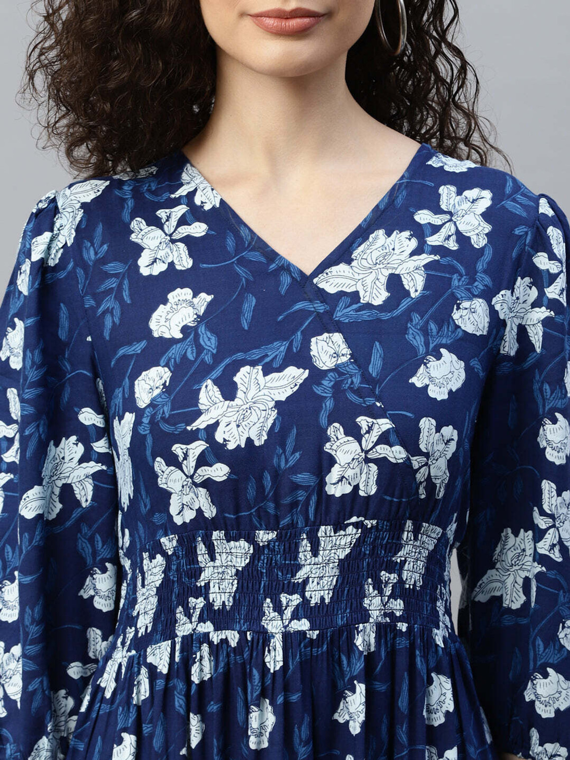 Image of Jash Creation Women Fit and Flare Blue Maxi /Full Length Dress