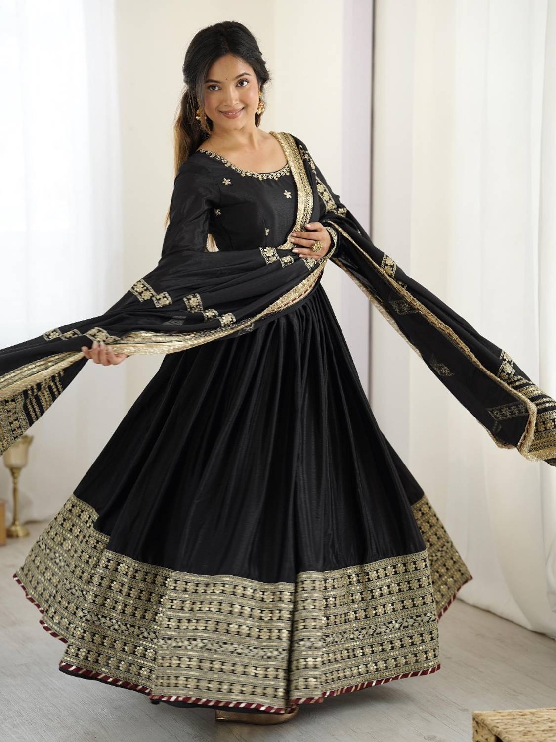 Braenterprise Anarkali Gown, Black - Image 4
