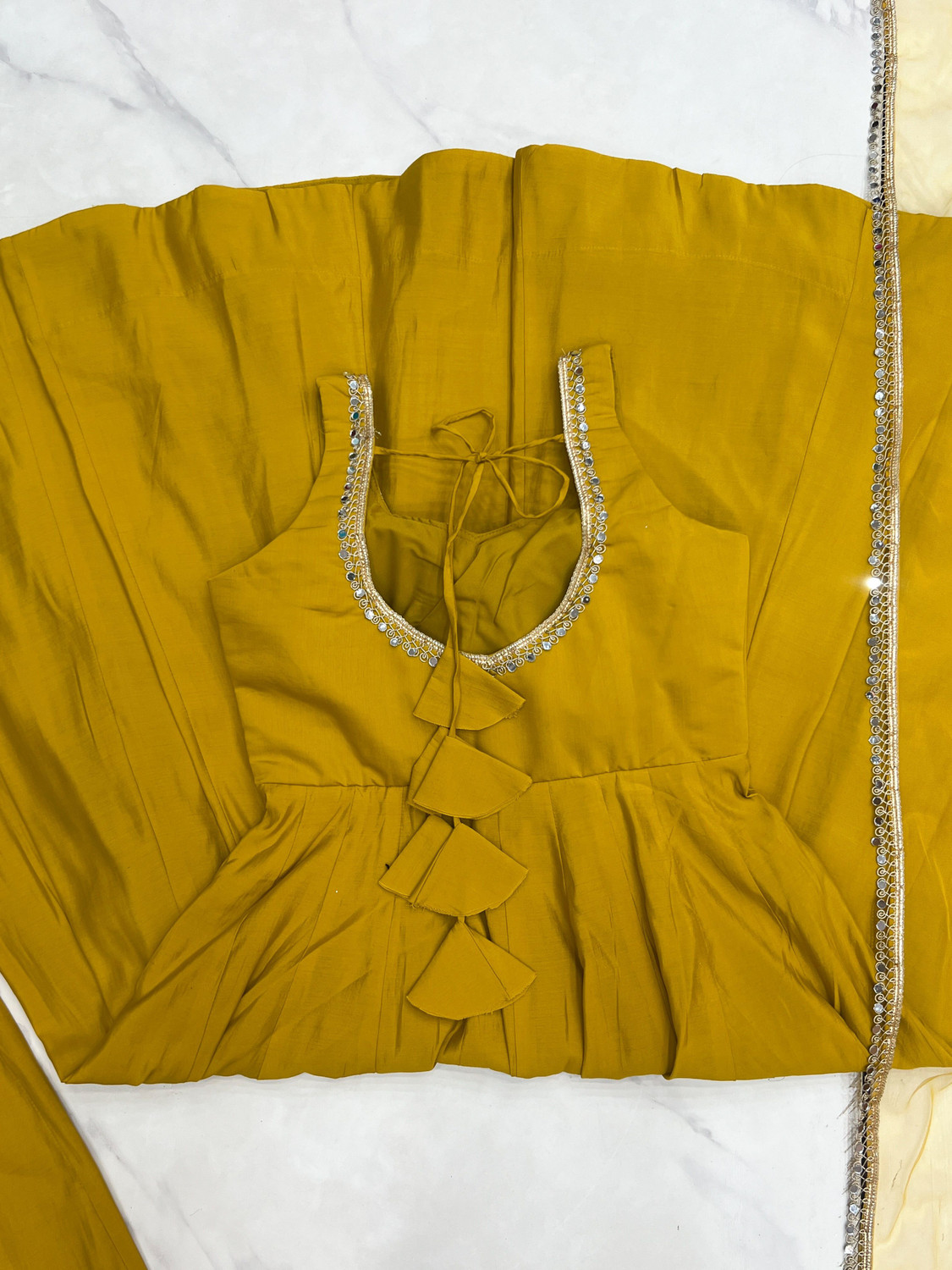 Image of CULTISE WORLD Solid, Embellished Anarkali Kurta, Bottom & Dupatta Set
