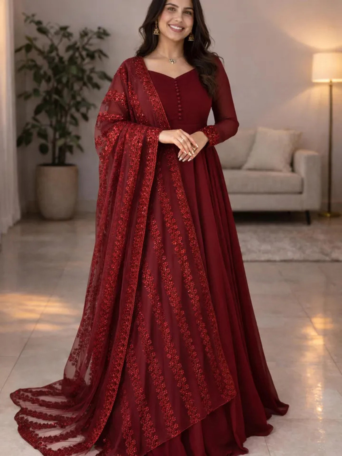 Image of WELLCRAFT Anarkali Gown