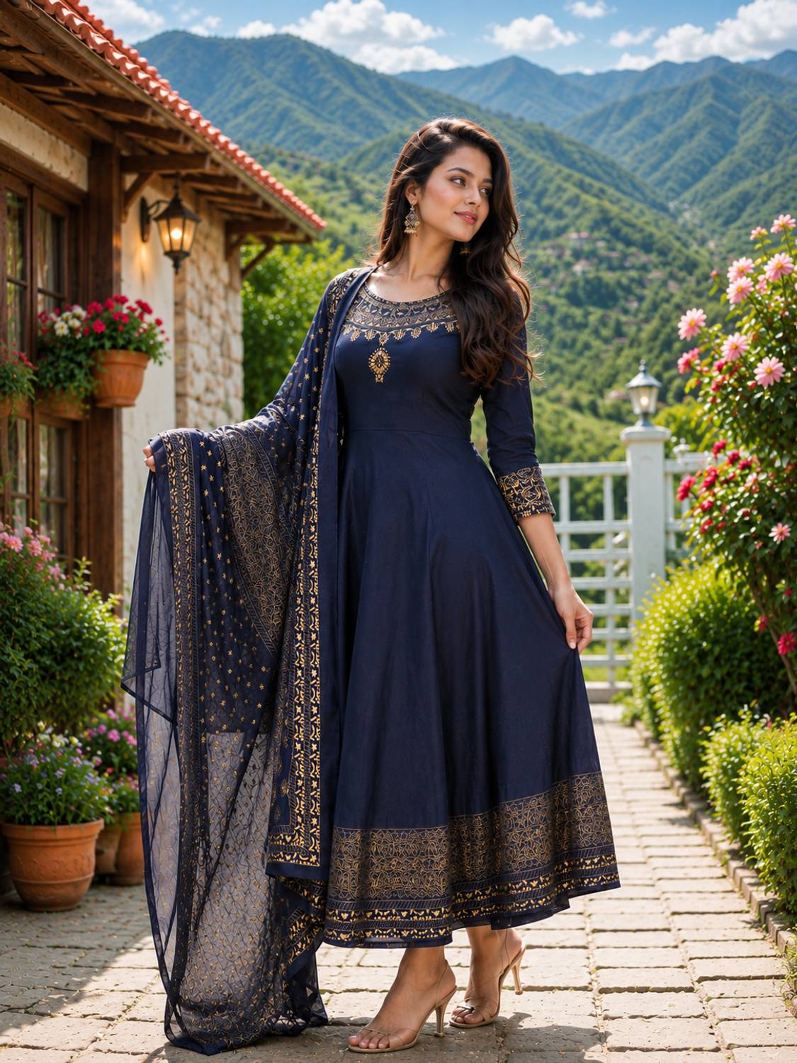 NUPITAL Anarkali Gown Blue - Image 5