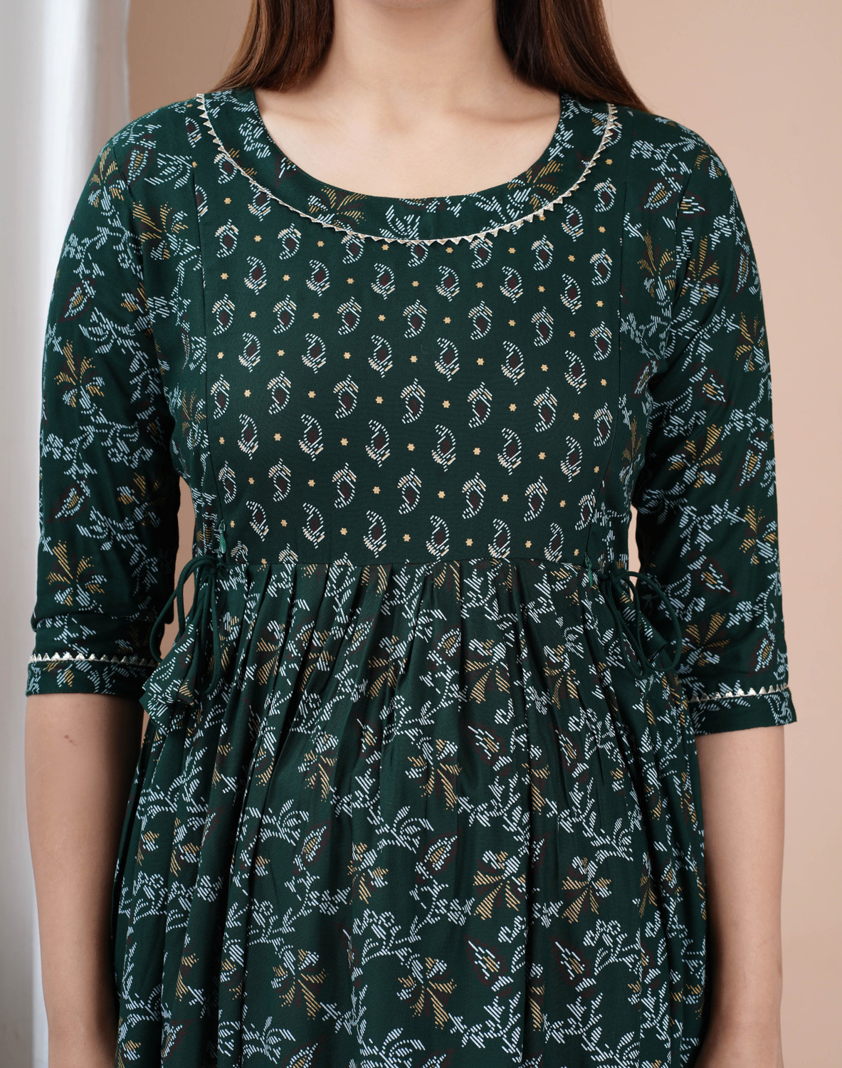 Image of Fashion4Word Women Fit and Flare Dark Green Midi /Calf Length Dress