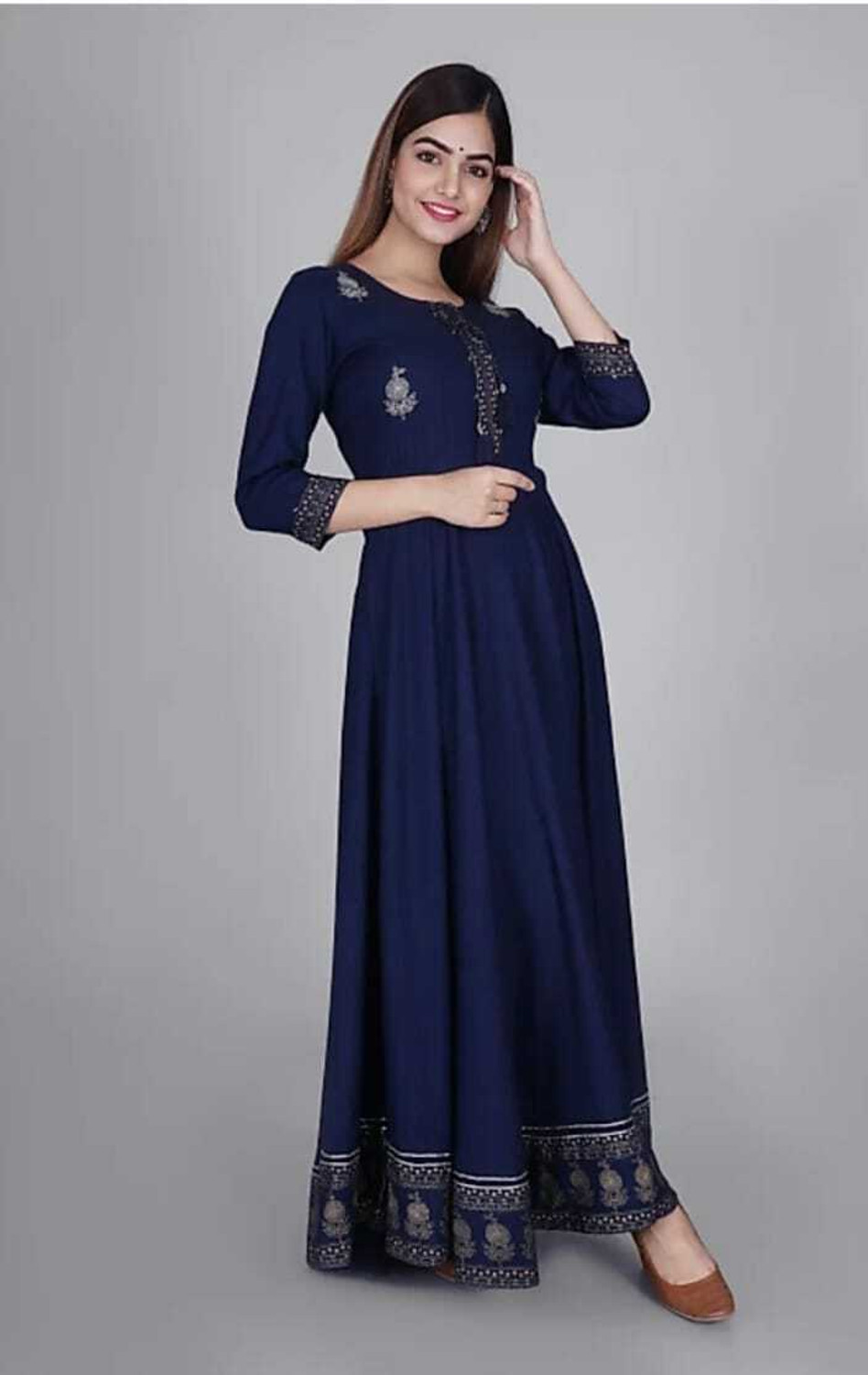 Image of Rishika traders Women Embroidered Anarkali Kurta
