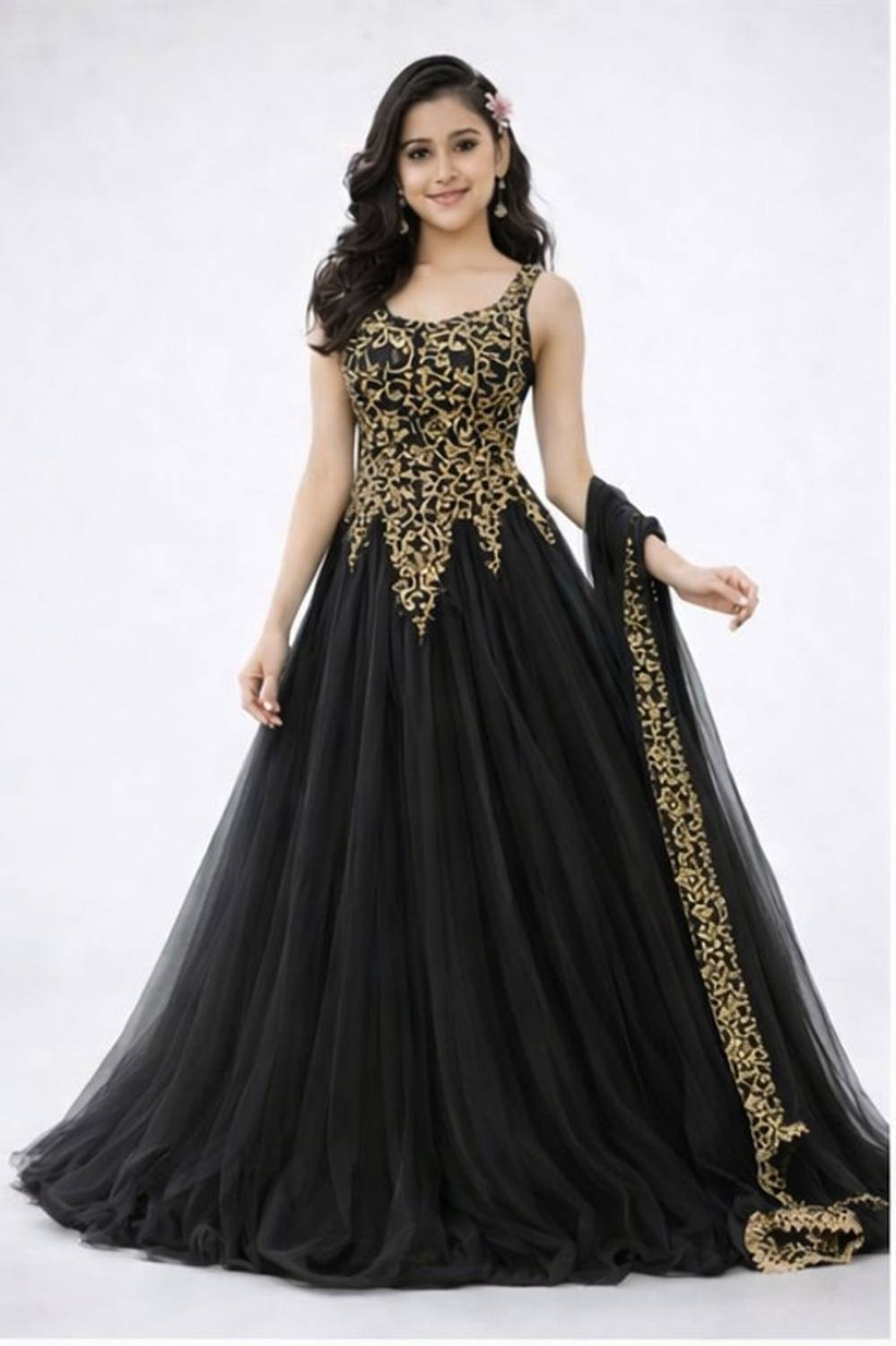 MF Retail Anarkali Gown Black - Image 1