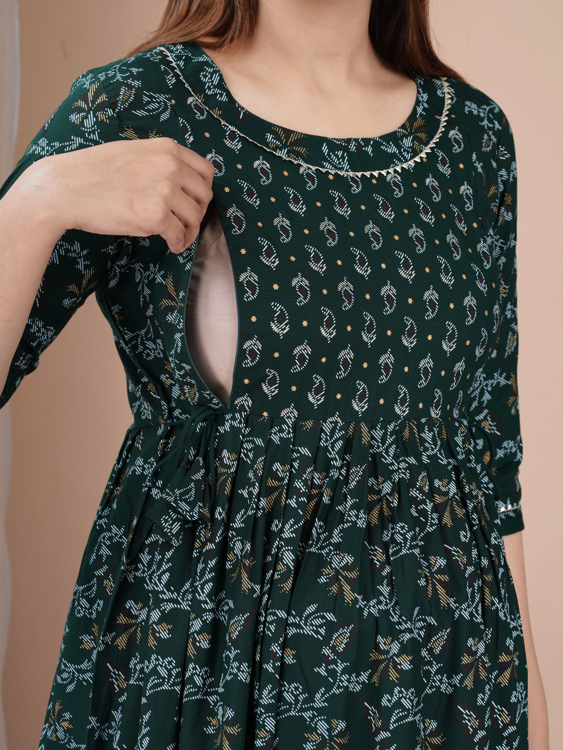 Image of Fashion4Word Women Fit and Flare Dark Green Midi /Calf Length Dress