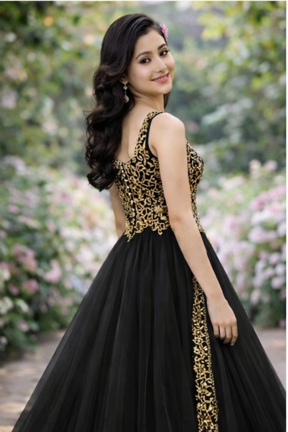 MF Retail Anarkali Gown Black - Image 3