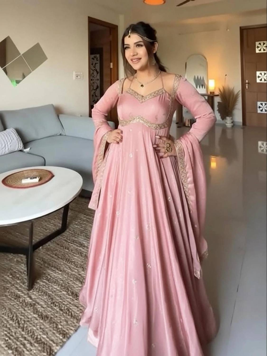 Adhya Pink Anarkali Gown - Image 1
