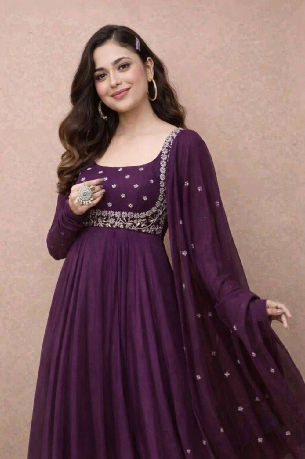 STYLELOOP Anarkali Gown Purple - Image 2