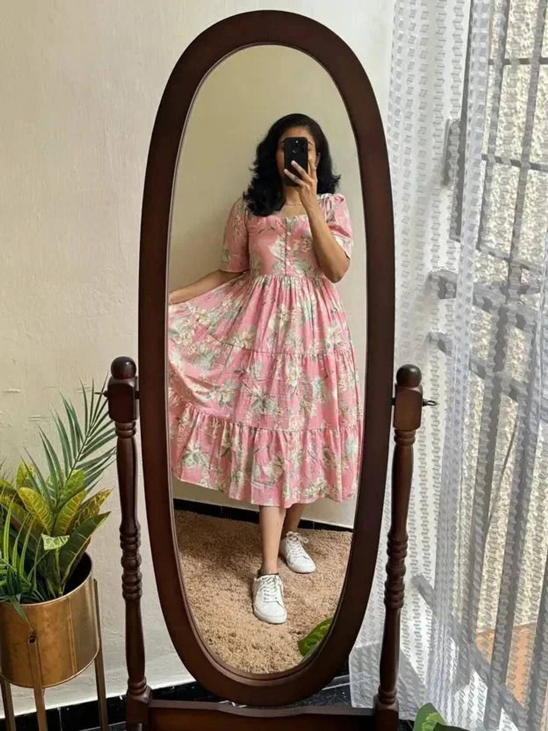 Lamenda Women Printed Viscose Rayon Anarkali Kurta (Pink)