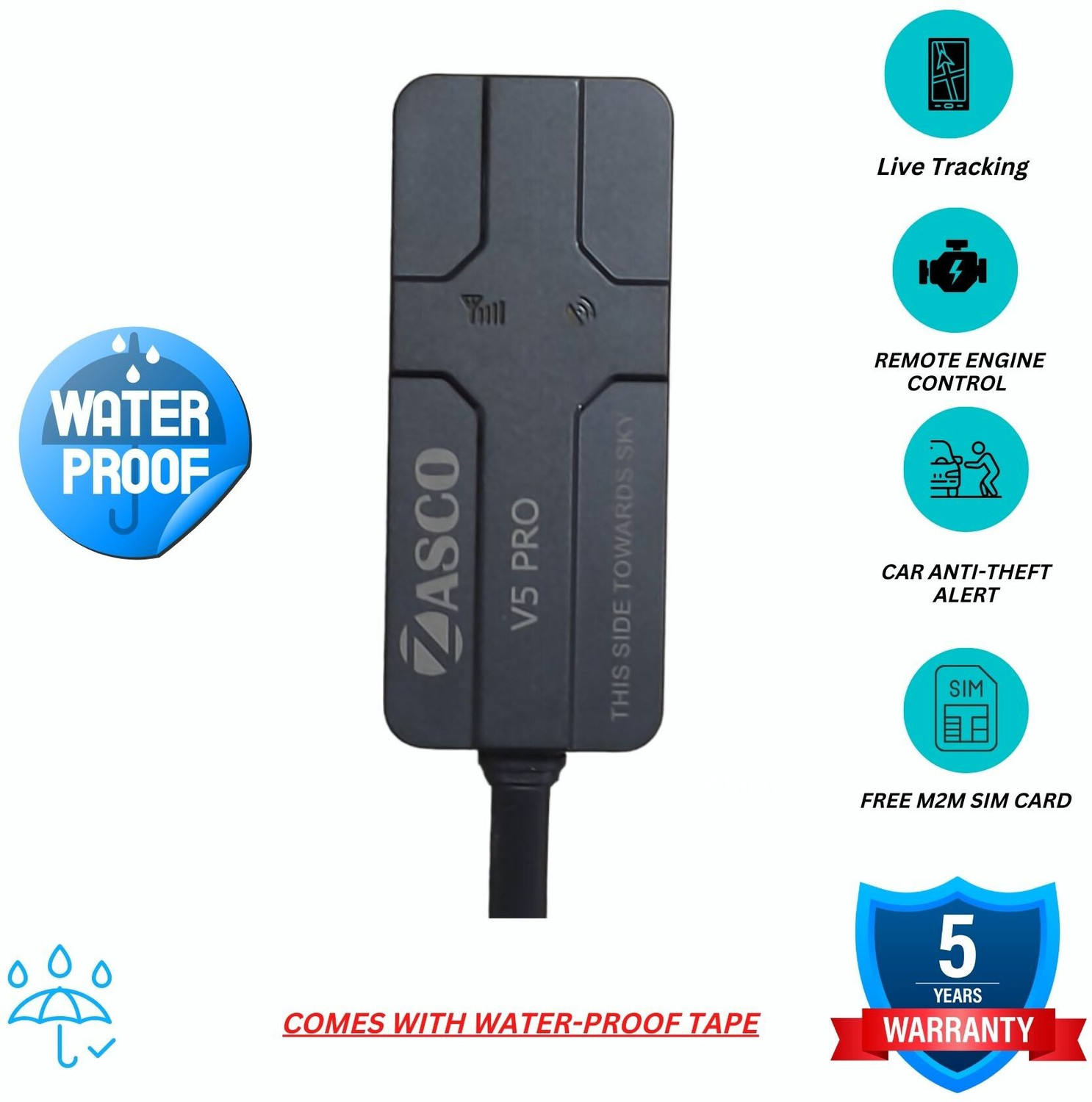 Image of ZASCO V5 Pro Tracker For Car /Bikes lock /real time Tracking (Water and Dust-Proof) GPS Device
