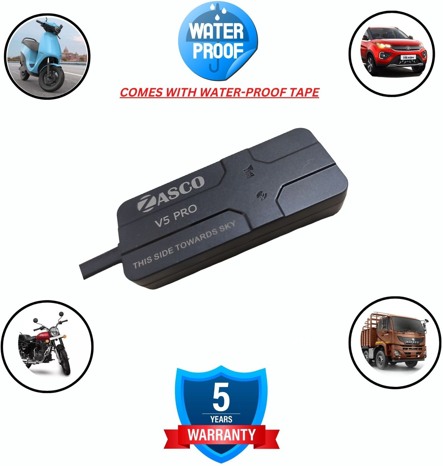 Image of ZASCO V5 Pro Tracker For Car /Bikes lock /real time Tracking (Water and Dust-Proof) GPS Device