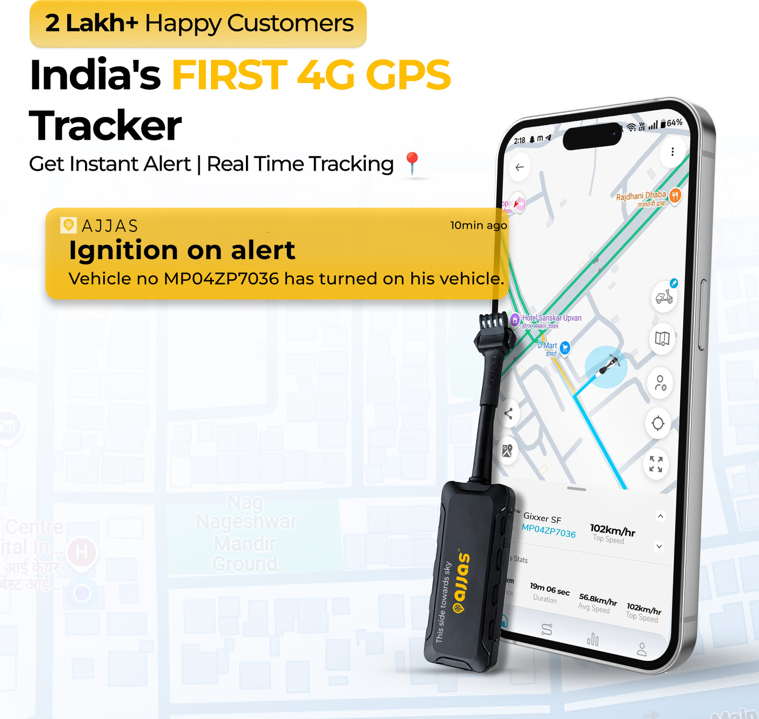 Image of Ajjas Lite 4G Wired GPS Tracker for Car, Bike, Truck, Bus with 2 Year Data Plan GPS Device