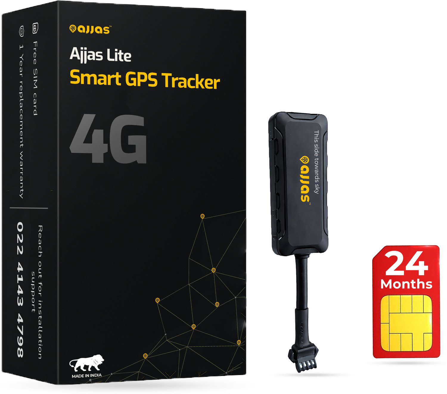 Image of Ajjas Lite 4G Wired GPS Tracker for Car, Bike, Truck, Bus with 2 Year Data Plan GPS Device