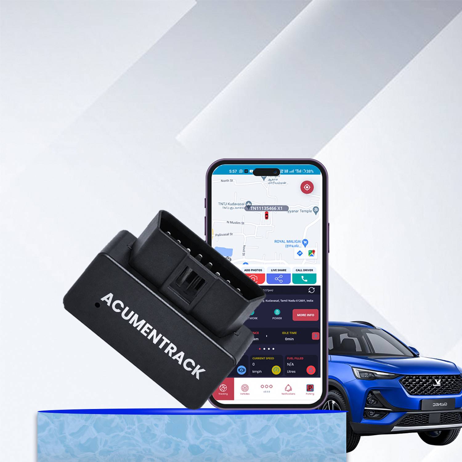 Acumen Track OBD II (Wireless, Plug & Play) GPS Tracker only for Car GPS Device