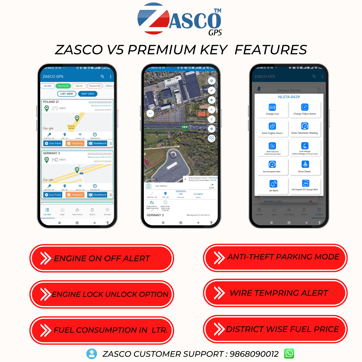 Image of ZASCO V5 PRO Engine ON /OFF (ANTI-THEFT ALERT) GPS for Car Bike (With M2M SIM) GPS Device