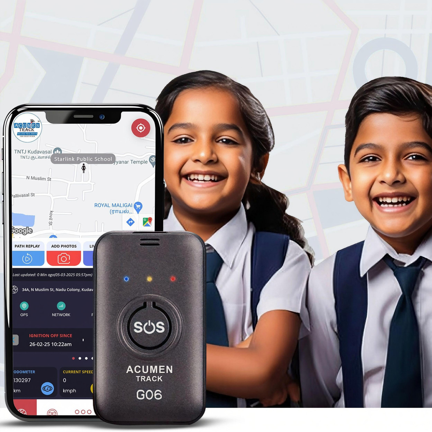 Image of Acumen Track Wireless Mini GF 06 Child Tracker with SOS Button 850 MAH Voice Recording GPS Device (5000 Maps, Black)