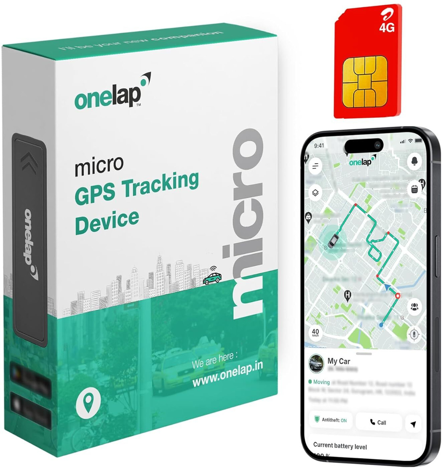 Image of onelap Micro Wired GPS Tracker for Car, Bike, EV Scooty Truck with Engine ON /Off Alerts GPS Device