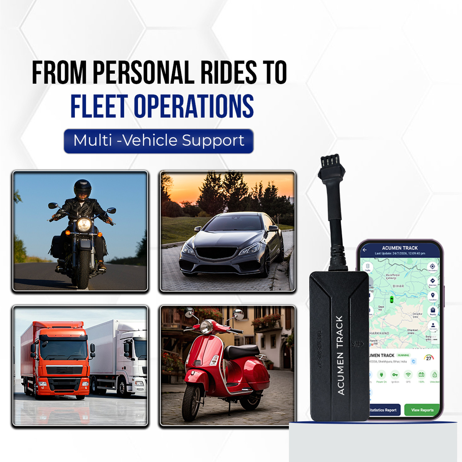 Image of Acumen Tracker UC-900(Water- Proof, Inbuilt Battery) For car, Bike, Truck and Suv Anti - Theft GPS Device GPS Device