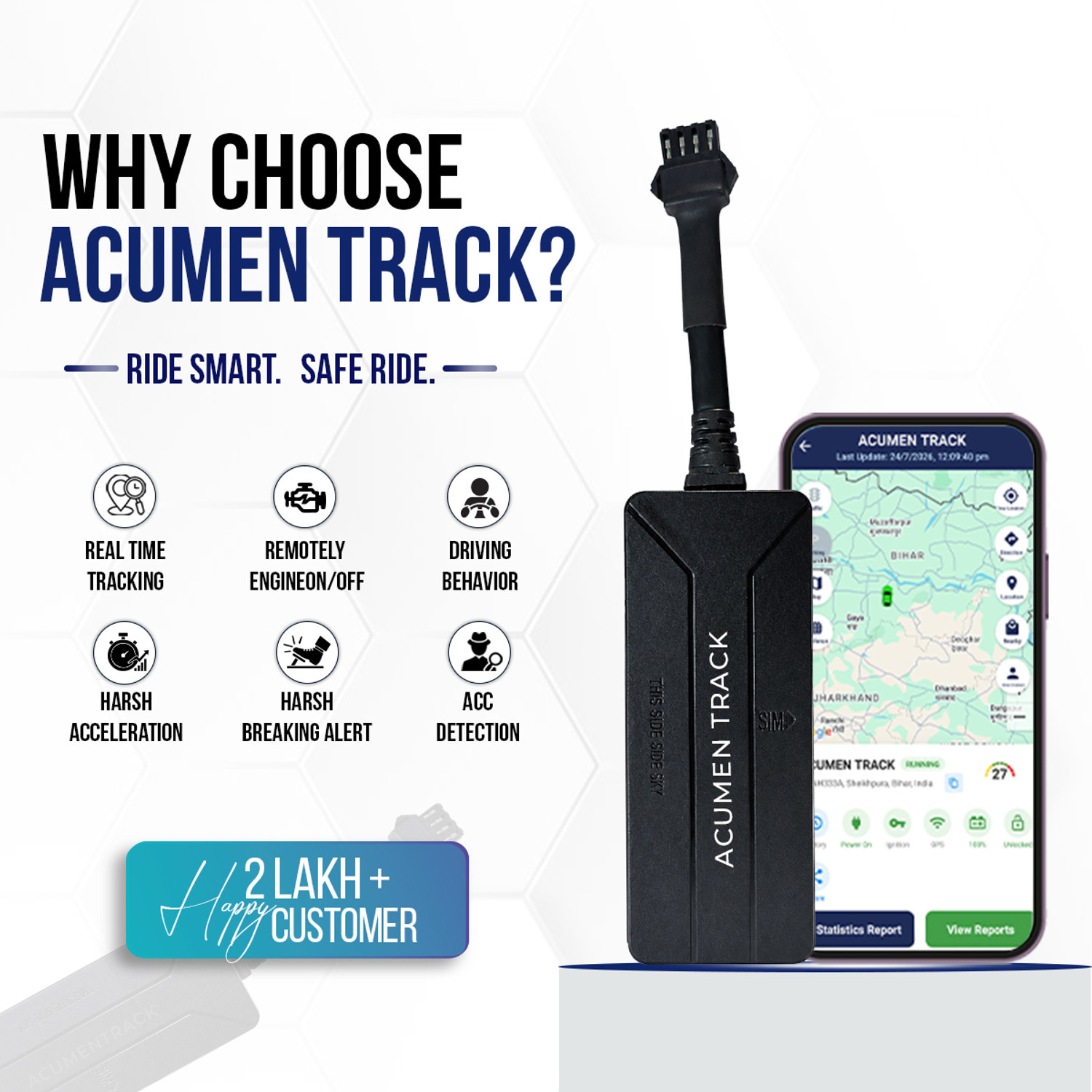 Image of Acumen Tracker UC-900(Water- Proof, Inbuilt Battery) For car, Bike, Truck and Suv Anti - Theft GPS Device GPS Device