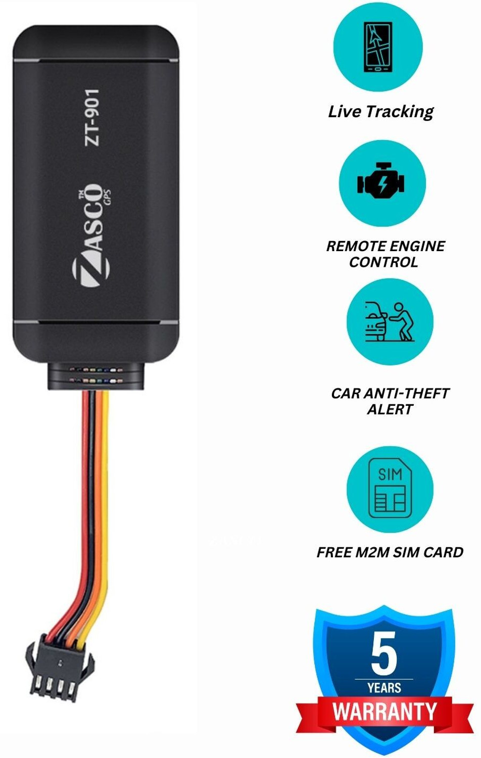 Image of ZASCO ZT-901 (Water-Proof With Inbuilt Battery Model) For Car Bike Truck and Suv anti-theft GPS Device Tracker GPS Device