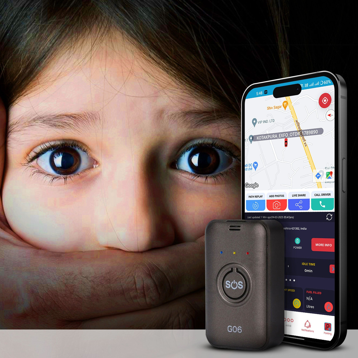 Image of Acumen Track Wireless Mini GF 06 Child Tracker with SOS Button 850 MAH Voice Recording GPS Device (5000 Maps, Black)