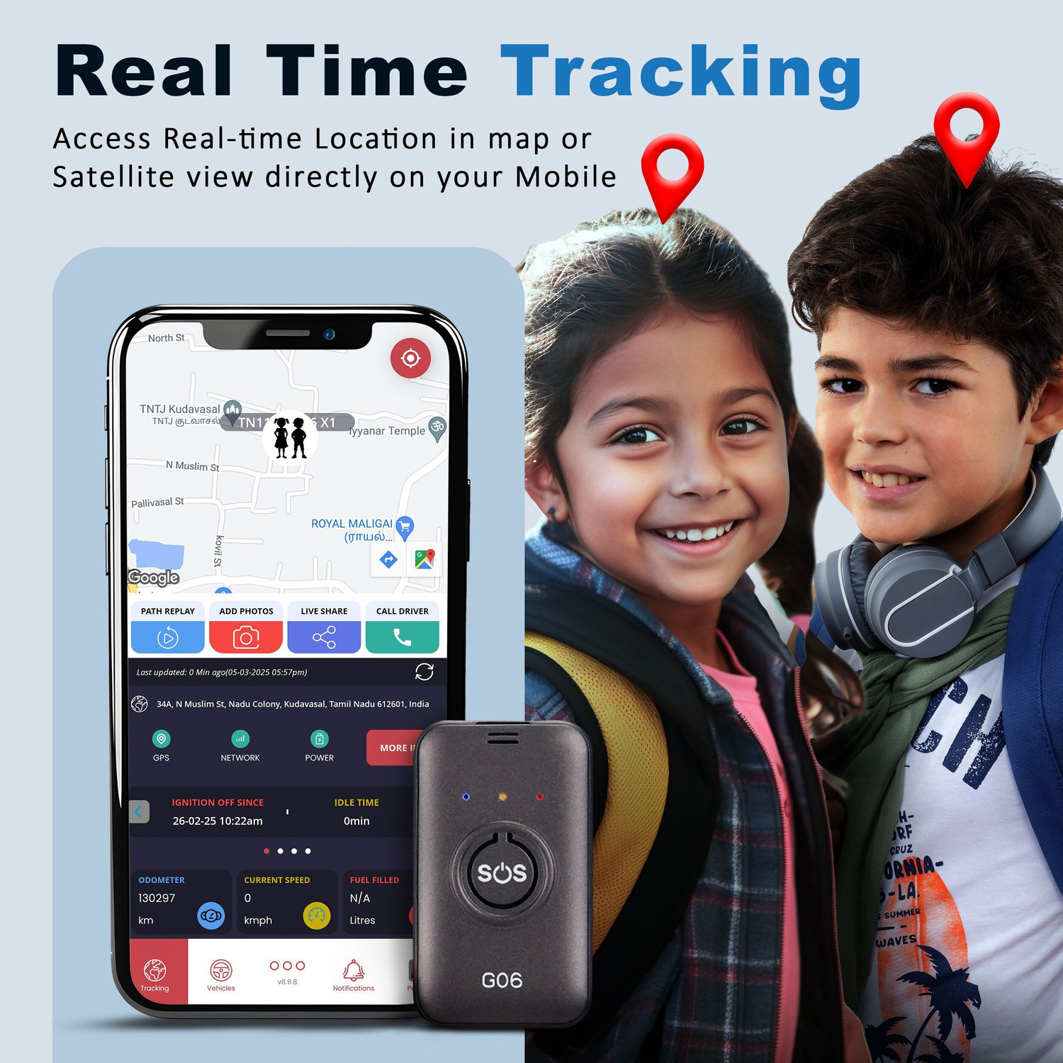 Image of Acumen Track Wireless Mini GF 06 Child Tracker with SOS Button 850 MAH Voice Recording GPS Device (5000 Maps, Black)