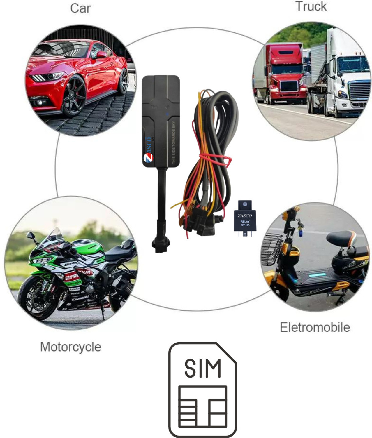 Image of ZASCO V5 PRO Engine ON /OFF (ANTI-THEFT ALERT) GPS for Car Bike (With M2M SIM) GPS Device