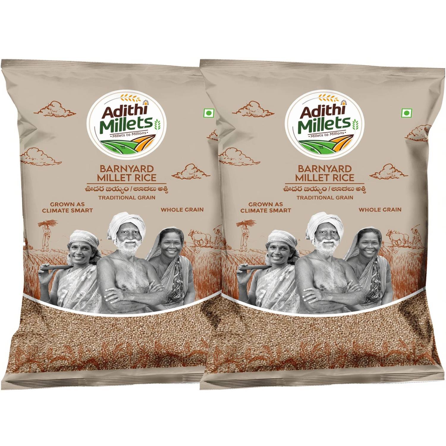 Adithi Millets Siridhanya Unpolished ORGANIC BARNYARD MILLET positive grain pack of(500gm*2Pac) Barnyard Millet