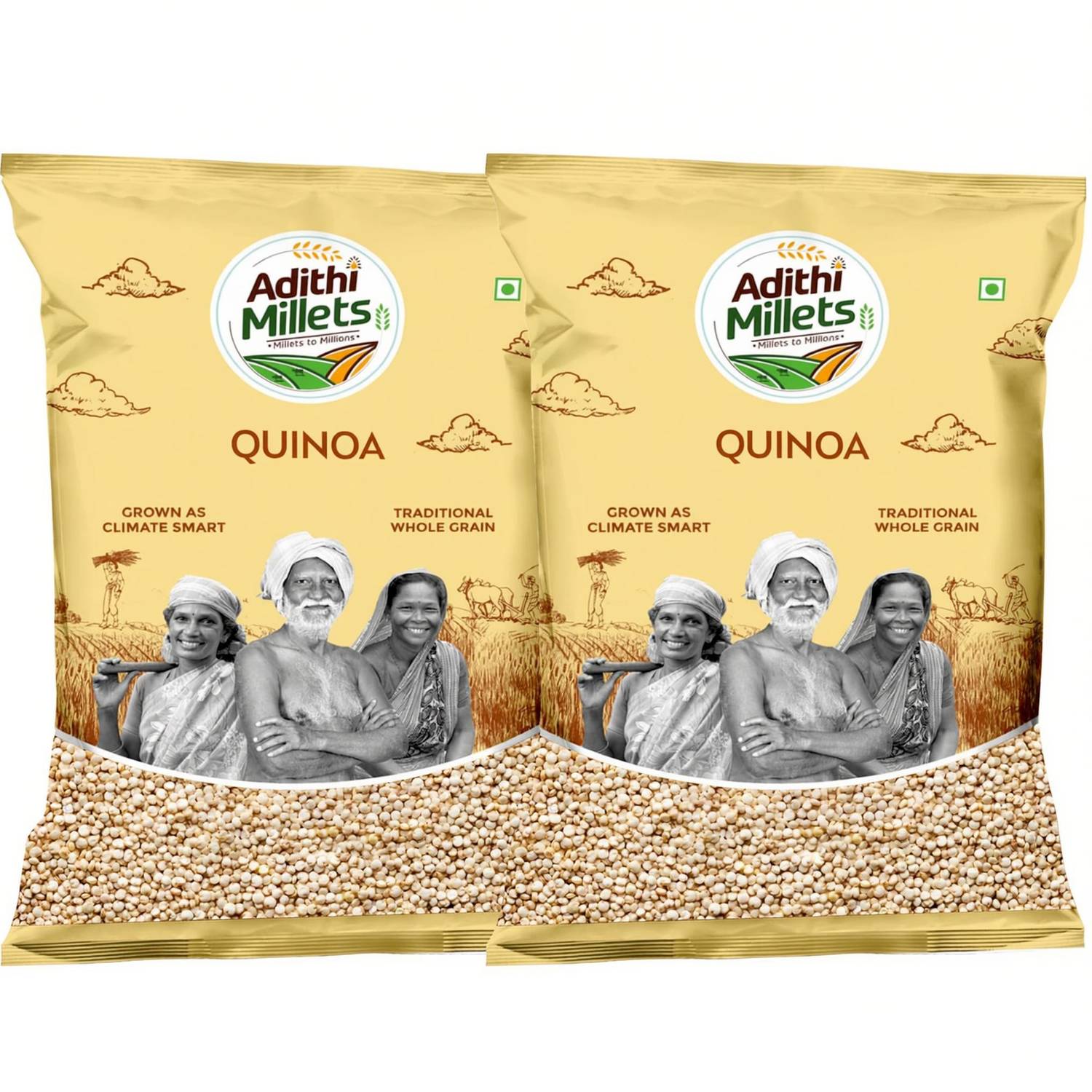 Adithi Millets Siridhanya Unpolished ORGANIC QUINOA MILLET positive grains pack of (500gm*2Pac) Quinoa