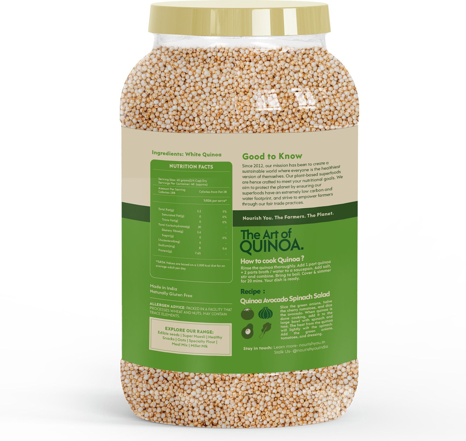 Image of Nourish You White Quinoa for Weight management Gluten Free, High Protein & Fibre (1800g) Quinoa
