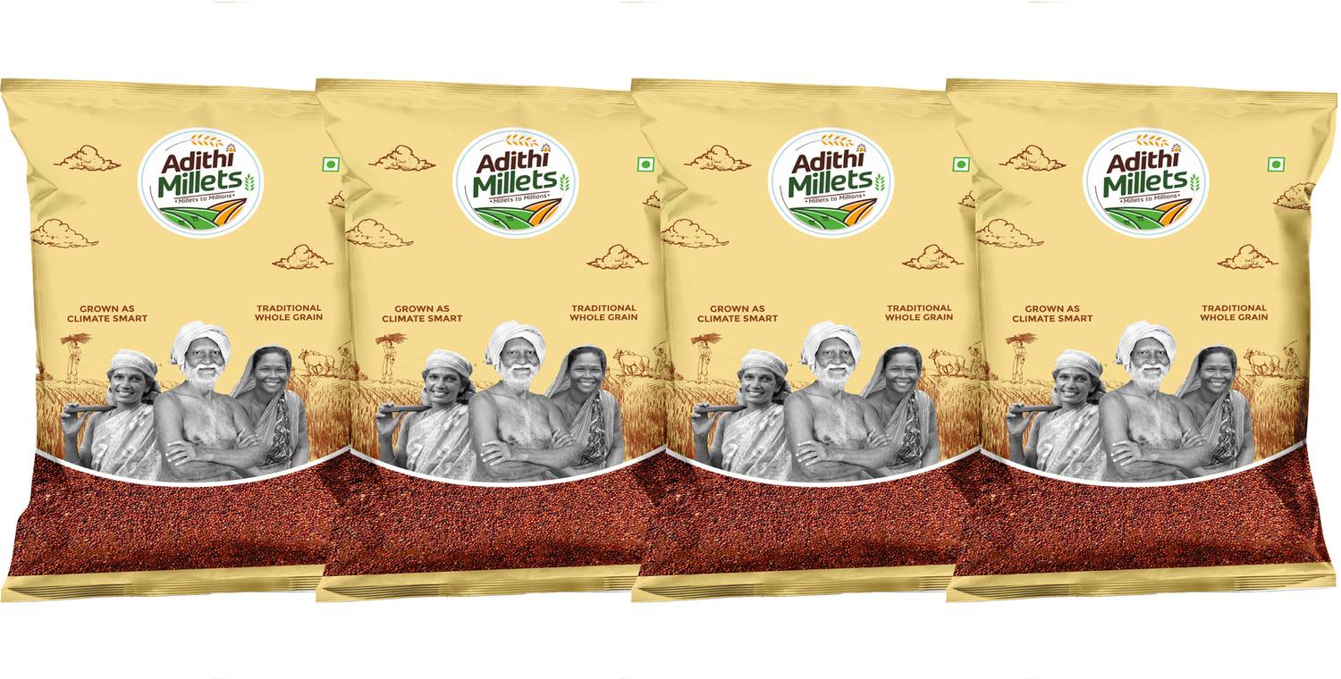 Adithi Millets Siridhanya Unpolished ORGANIC RAAGI MILLET positive grains pack of (500gm*4Pac) Ragi