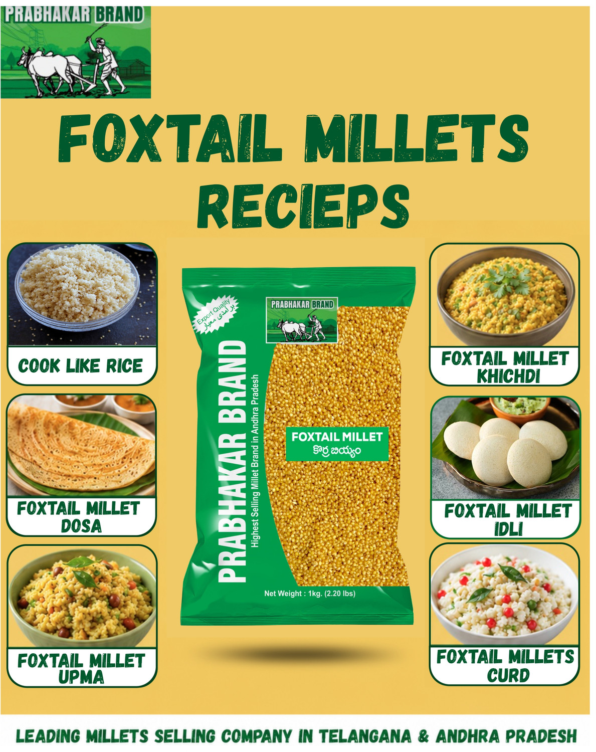 Image of Prabhakar Brand Unpollished Foxtail Millet Foxtail Millet