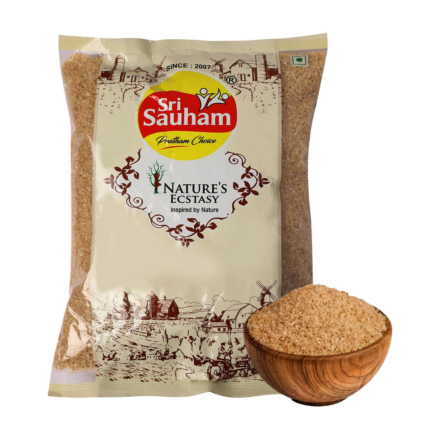 Image of Sri Sauham Premium Roasted Dalia | Natural Broken Wheat- Godhuma Rava, Thuli Gehun