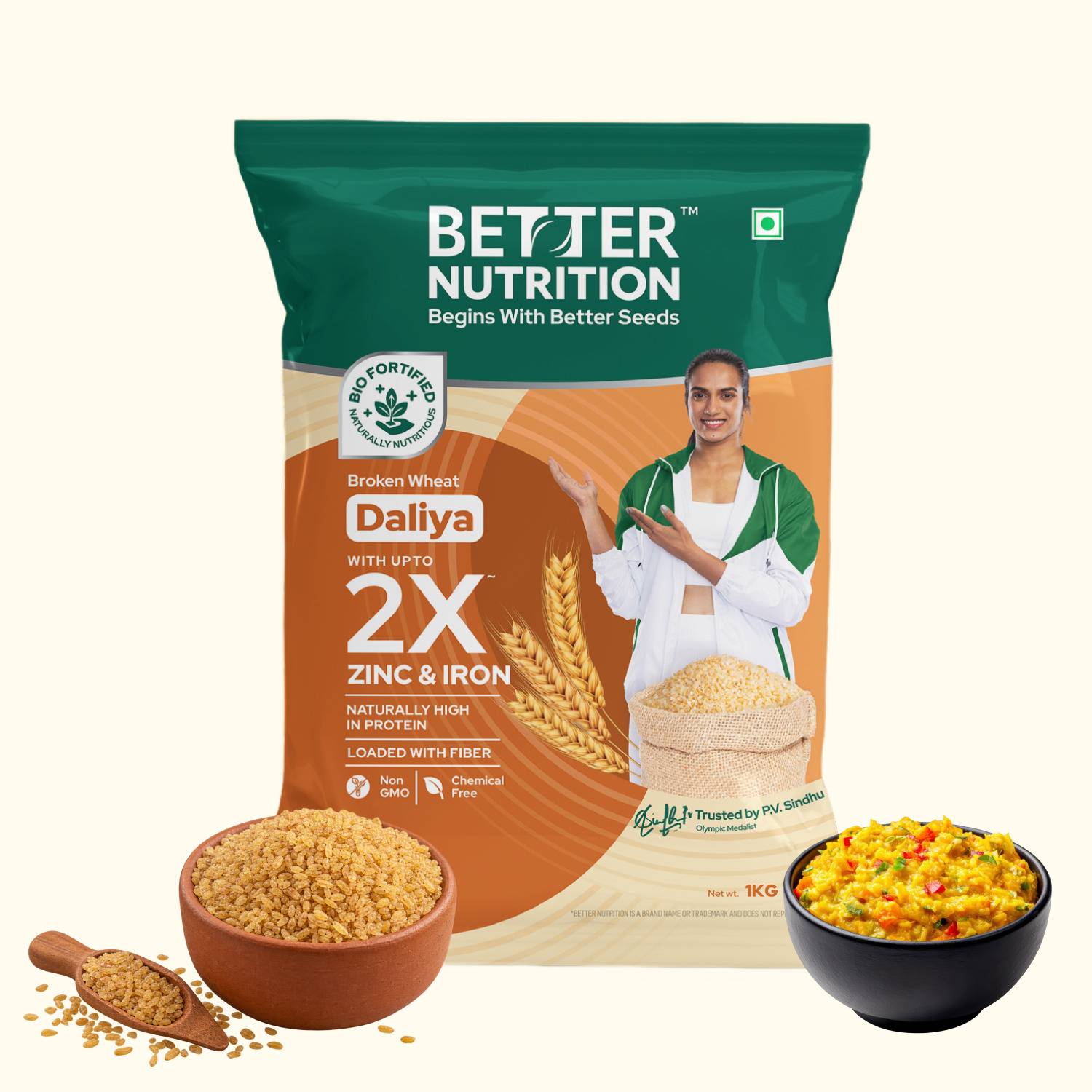 Better Nutrition Biofortified Daliya | 2X Nutrition | Iron & Zinc Rich Broken Wheat