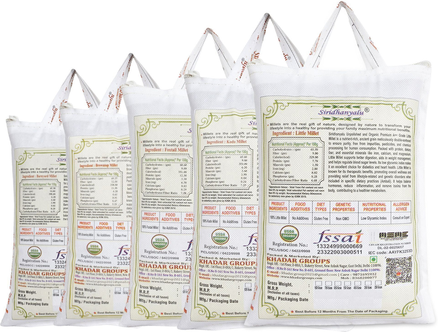 Image of siridhanyalu Millets Kodo, Little, Foxtail, Barnyard, Browntop Mixed Millet