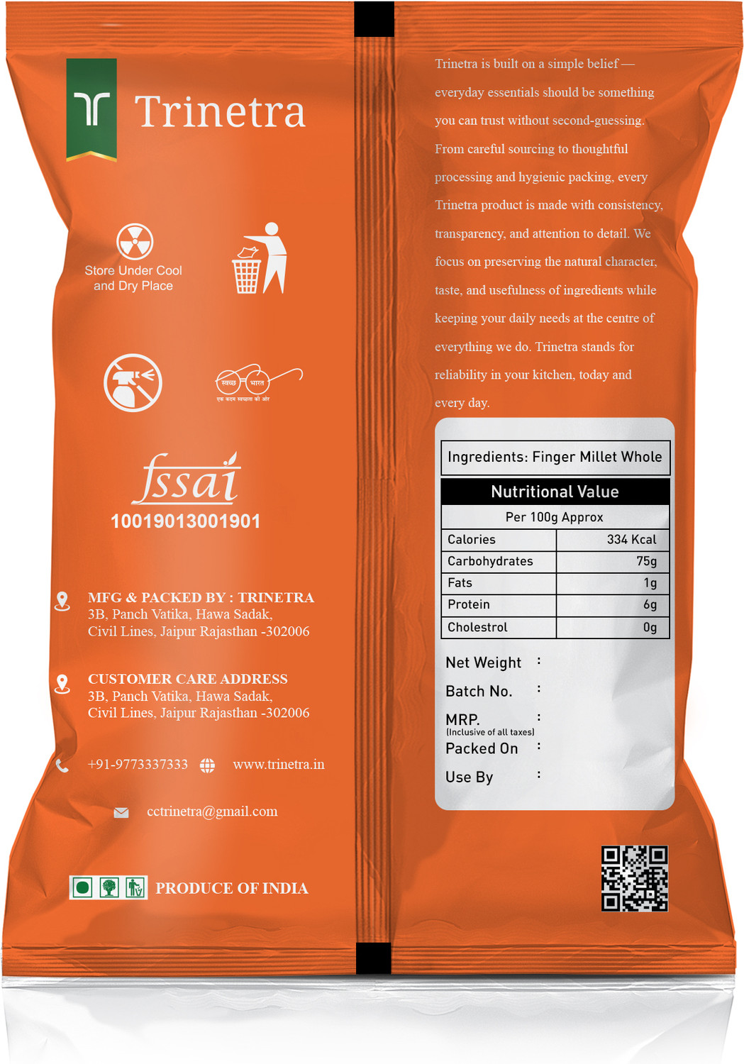 Image of Trinetra Best Quality Ragi Sabut (Finger Millet Whole Grain)-500gm (Pack Of 2) Finger Millet