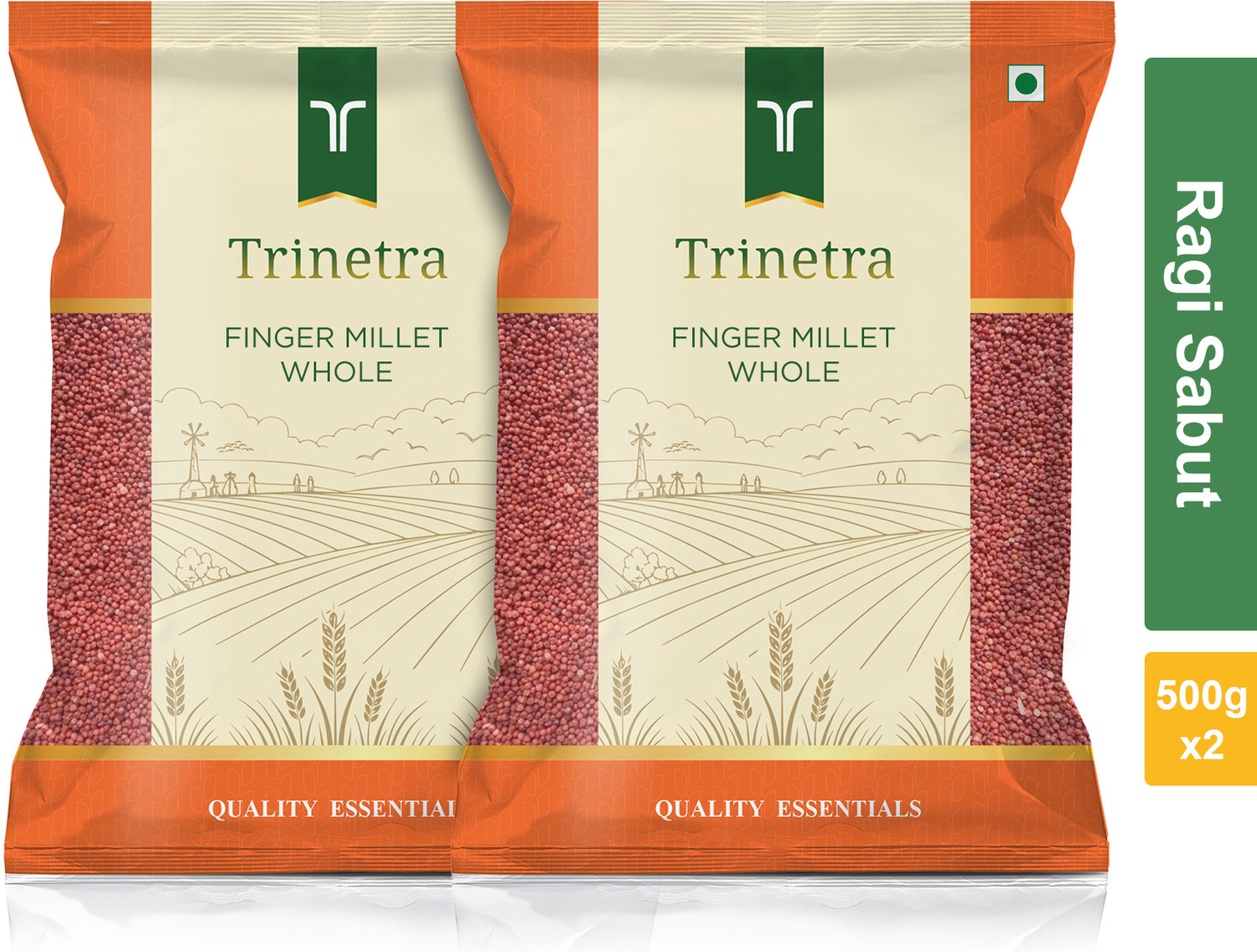 Image of Trinetra Best Quality Ragi Sabut (Finger Millet Whole Grain)-500gm (Pack Of 2) Finger Millet