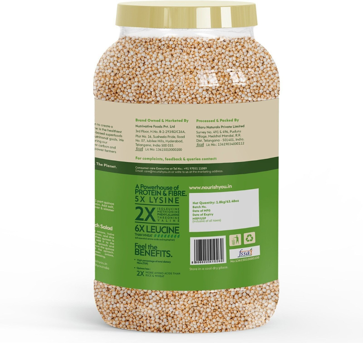 Image of Nourish You White Quinoa for Weight management Gluten Free, High Protein & Fibre (1800g) Quinoa